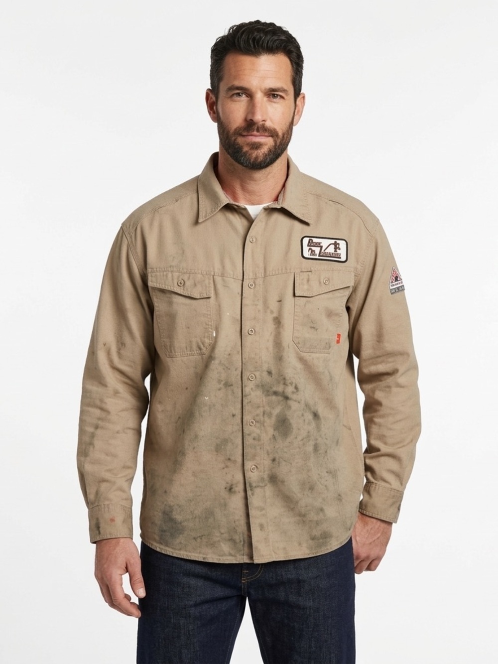 Bulwark FR Mens Arc Flash Work Shirt CAT2 Westex G2 Khaki 3XL